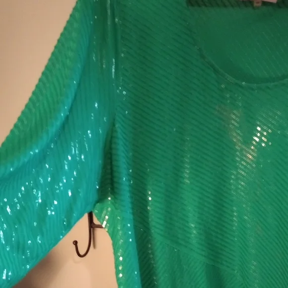 Calvin Klein Green Sequin Blouse - Picture 3 of 4